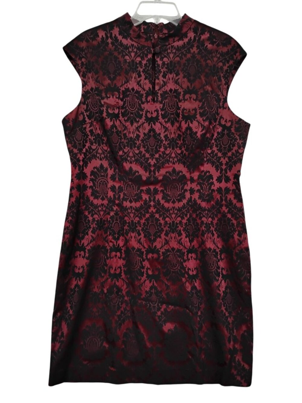 VTG Amanda Smith Dresses Damask Black and Burgundy Sheath Base Size 16